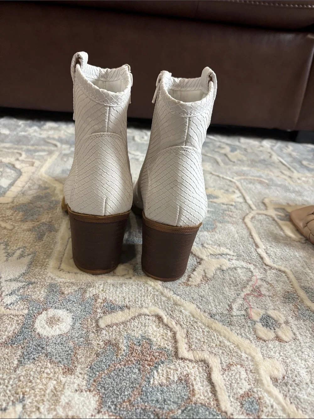 Dirty Laundry White Textured Western Ankle Boots